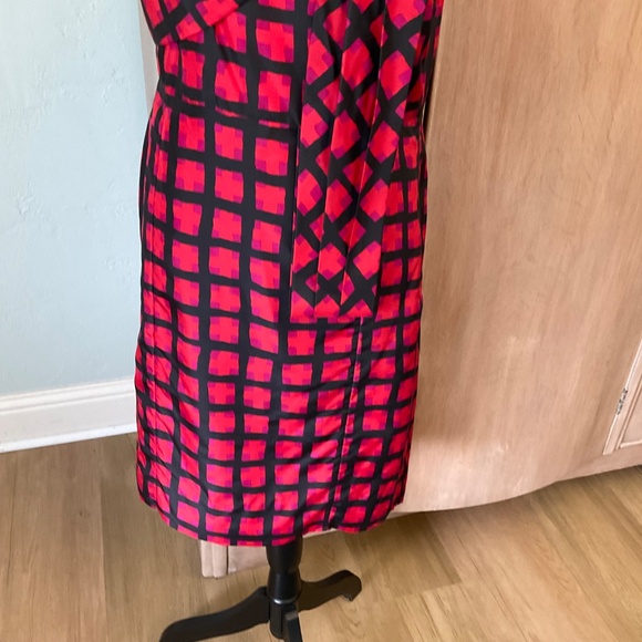 π₯ Y2K Marc by Marc Jacobsβ100% Silk Sash Red Check Cocktail Dress Size 10 - Picture 10 of 12